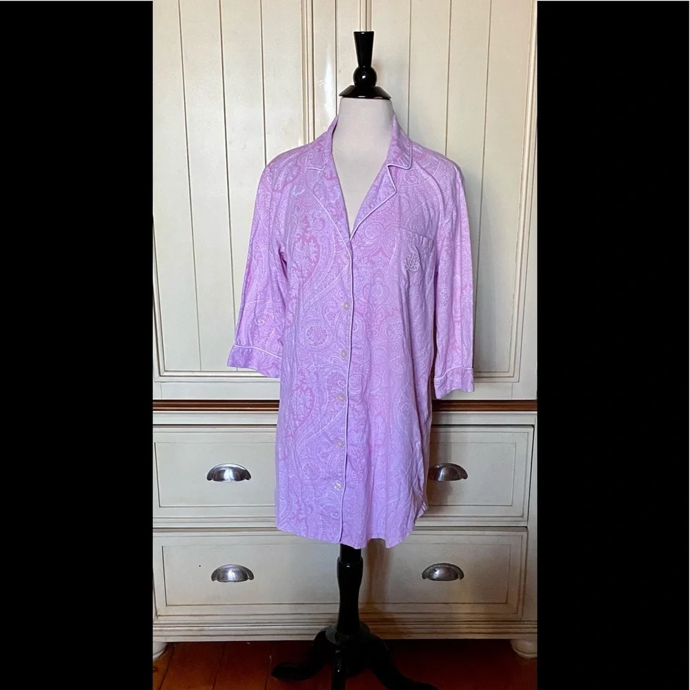 ⚜️Ralph Lauren Pink Paisley Monogrammed Nightshirt⚜️